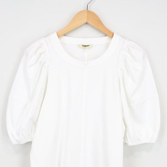 NWT Madewell Puff Sleeve Ruffle Trim Cotton Jersey Tee In White Size Medium - Picture 5 of 11
